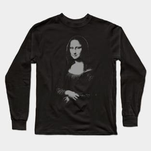 Grey Gray Mono Color Mona Lisa Long Sleeve T-Shirt